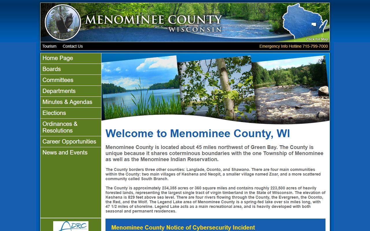 Menominee County inmate population local government context